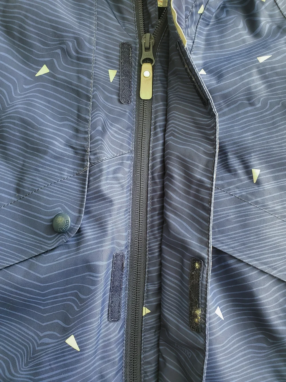 Kids Navy Blue Patterned Winter Jacket